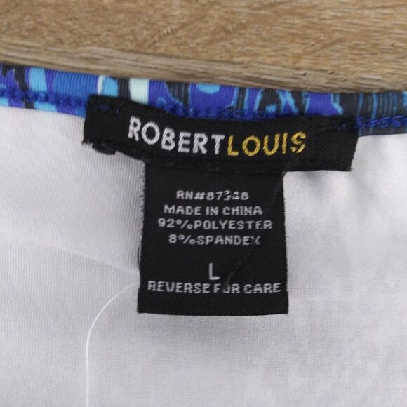 Robert Louis Shirt Womens Size L Blue Slit Sleeve Keyhole V-Neck Pullover Blouse - Picture 5 of 8
